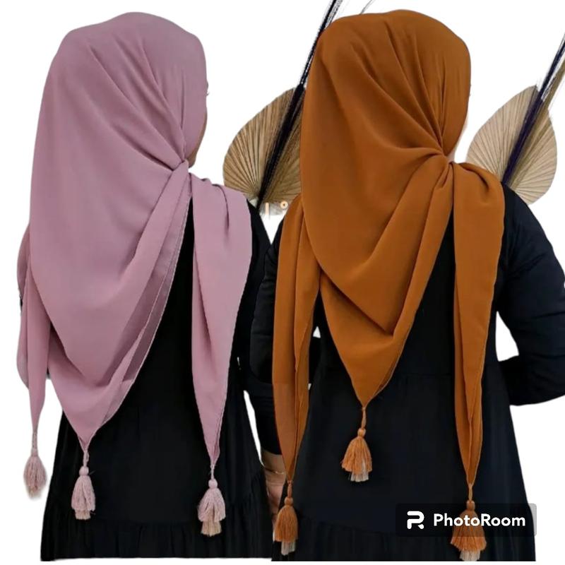 Segiempat tassel jumbo syari size 130x130cm / hijab segiempat pompom viral 7