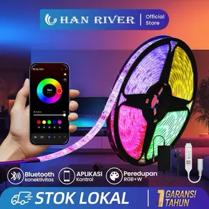 HAN RIVER Smart Lampu LED Strip 5 Meter 5050 Lampu Hias IP65 Warni Lampu LED Kamar