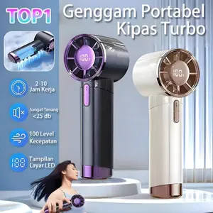 【Penjual Lokal - Tersedia】GS-02 Turbo Portable Handheld Charging Mini Fan Kecepatan Tinggi 10.000 RPM Aman dan Tahan Lama Angin Kipas Led