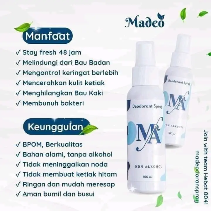 deodorant madeo sepray 9 botol untuk  Pencerah Ketiak basmi Bau tawas anti bakteri 3