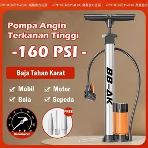Pompa Angin Besi Tahan Karat Sepeda Motor Mobil Tabung Meter Black / High Pressure Pompa Angin Portable Untuk ban mobil dan motor