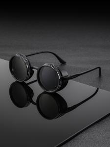 Lentes de sol clásicos de marco redondo para hombre, estilo futurista cyberpunk ajustable, duraderos y de moda para todas las estaciones
