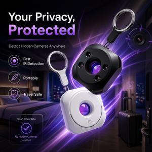 Máy phát hiện camera ẩn quét hồng ngoại Anti Spy sạc USB nhỏ gọn bảo vệ riêng tư dùng cho khách sạn Airbnb phòng thuê du lịch công tác an toàn phụ nữ dễ mang theo