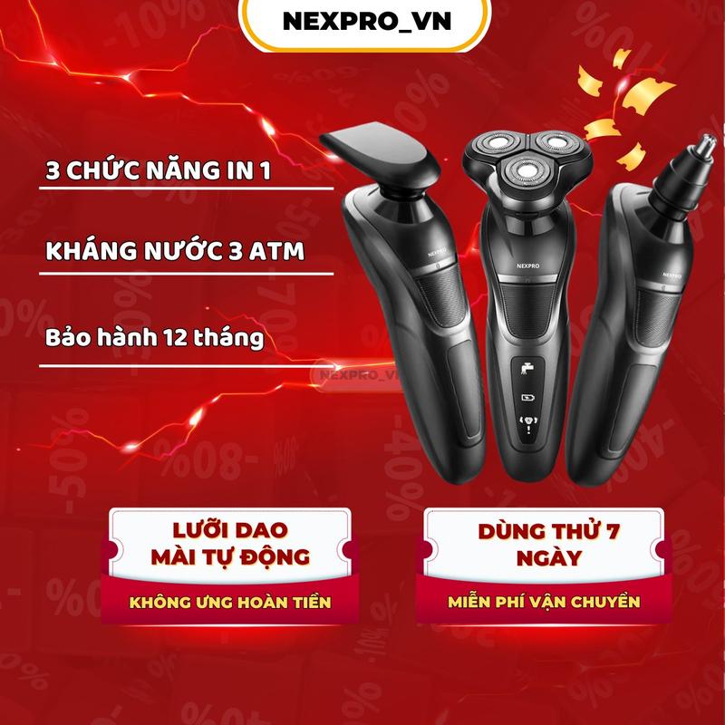 MUA 1 ĐƯỢC 3 máy cạo râu 3 chức năng - cạo râu tông đơ tỉa lông mũi - công nghệ tự mài bén lưỡi