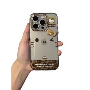 Leopard Print KT Expression Compatible with iPhone 16/15 Pro Max Phone Case Apple 14 High Transparency 13 Bowknot 12/11