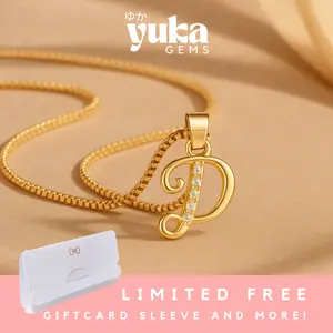 【YUKA】 K-01 Perhiasan Kalung Huruf Alphabet Wanita Anti Karat Titanium Berlian Jewellery Kalung Jepang Kalung Fashion Perempuan Jepang Jewellery Jewelry Perhiasan Lapis Emas 01
