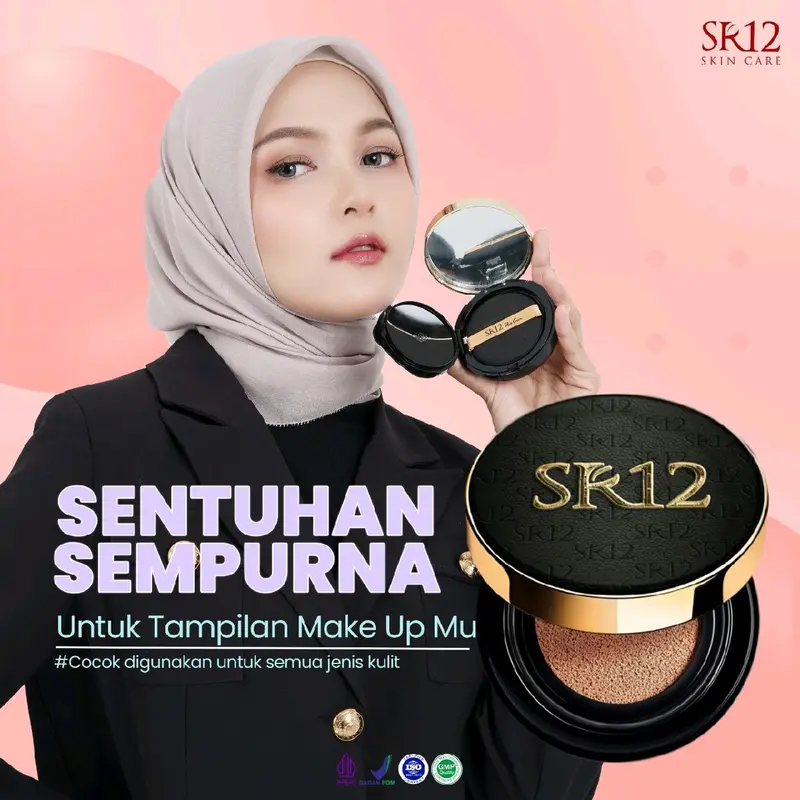 Perfect Cushion SR12 Bedak Basah dan Refil isi ulang Glowing Tahan Lama Anti Air BPOM Skincare Natural dan Ivory Concealer Foundation Cover long Lasting Waterproof 2