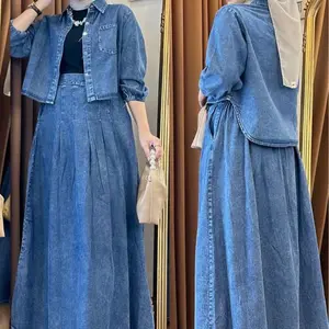 SETELAN ROK JEANS PREMIUM ONE SET KEKINIAN STELAN BUSUI FRIENDLY TERMURAH