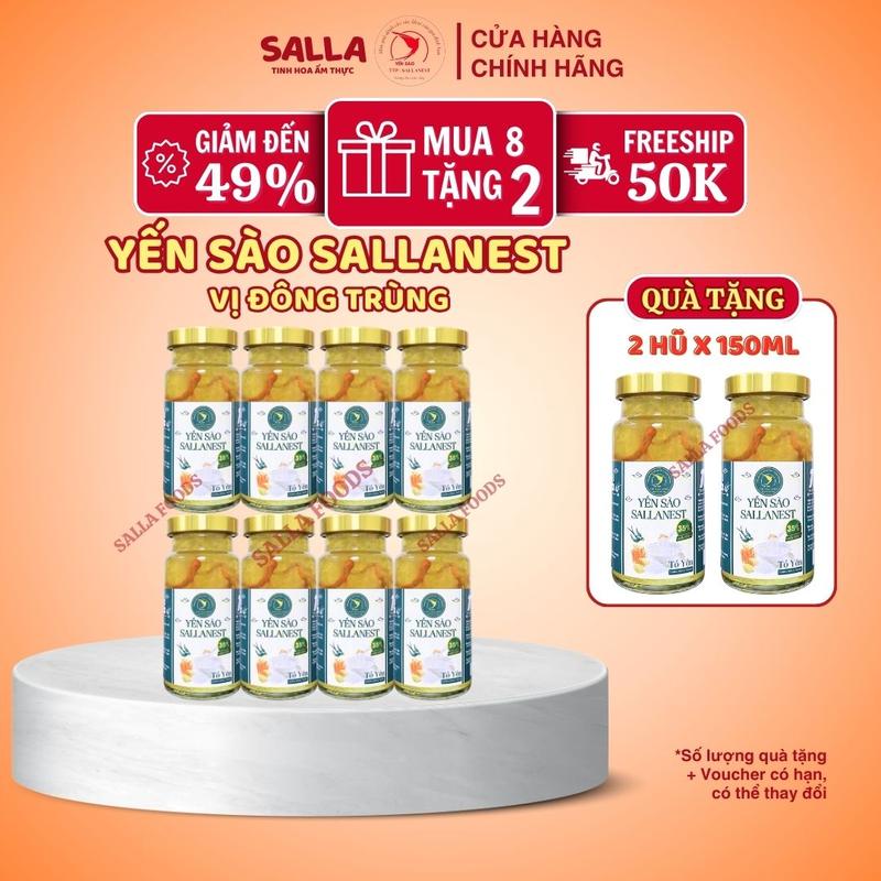  10 Hũ Yến sào SALLANEST 35% Yến tươi vị ĐÔNG TRÙNG HẠ THẢO - 10 Hũ cao x 150ml - MUA 8 TẶNG 2 