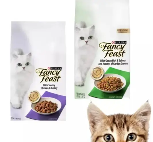 (Pack of 2) Technopets Fancy Feast Cat Dry Food Oceanfish & Salmon And Chicken & Turkey 1.36kg