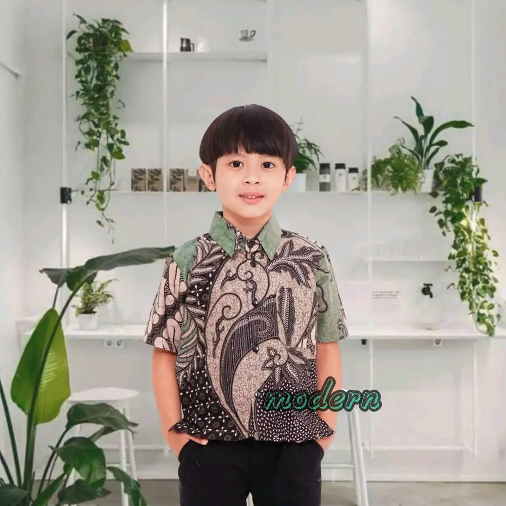 Baju Batik Anak Laki-laki | Fashion Anak Kemeja Anak Lengan Pendek Premium
