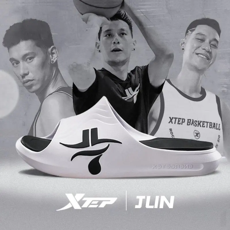 878219120010 XTEP-Jeremy Lin Men One Piece Sports Slides Sandals Basketball Slippers Non Slip Shock Absorbing Boy Footwear Walking Shoes Flipflop Fashion Comfort