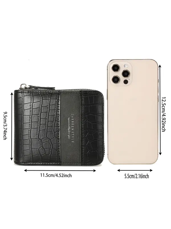 Men's Business Fashion Zipper Short Wallet, Casual Trendy Card Holder, Fashionable Wallet for Daily Use 1
