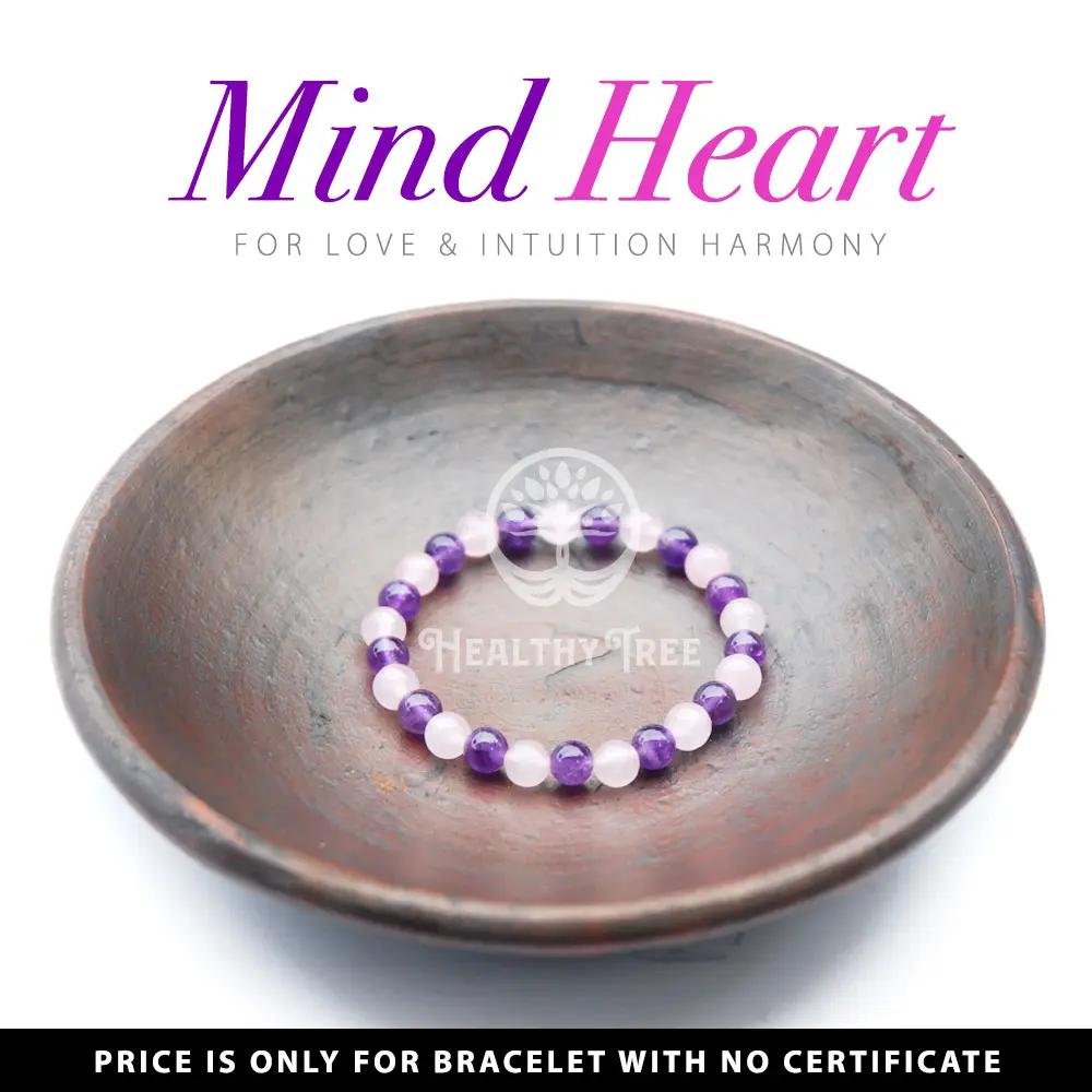Gelang Batu Natural Kristal Amethyst Mix Rose Quartz Grade AA