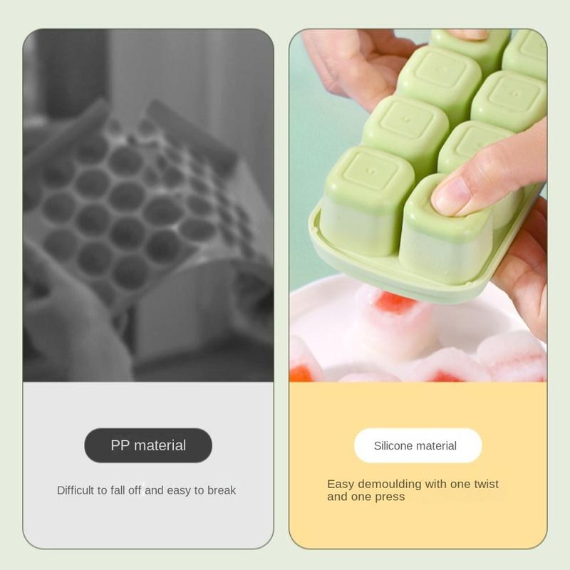 Khuôn Làm Đá, Có Nắp, Chất Liệu Silicon, Tám Ngăn, Cấp Thực Phẩm, Khay Làm Đá Viên, Dùng Trong Nhà Bếp, Chất Lượng Cao 3