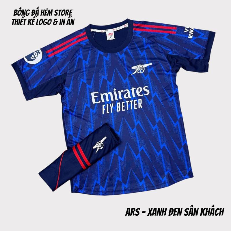 Bộ bóng quần áo bóng đá Ars Xanh Đen sân khách ss26 vải thun lạnh, Đồ đá banh Top