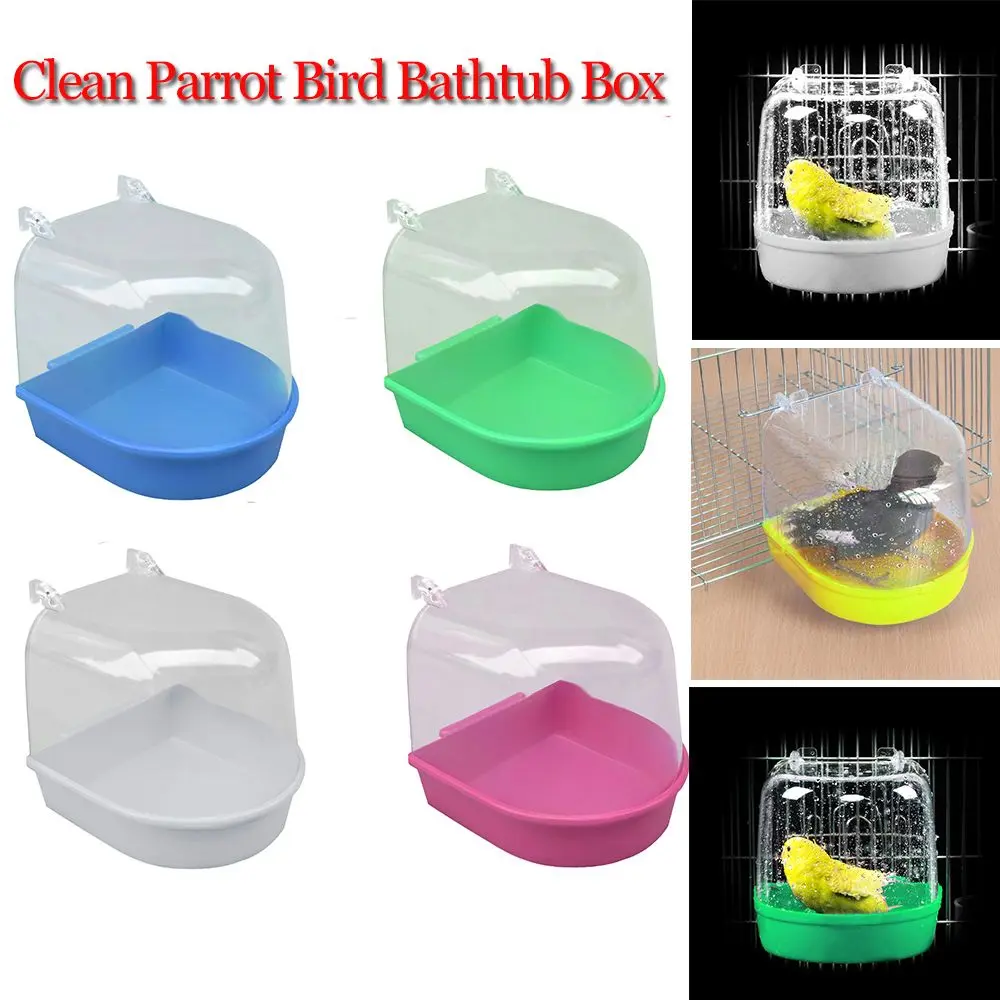 Random Color Plastic Round Birds Toys Parrot Bathtub Bird Cage Accessories Hanging Cage Bath Shower Box