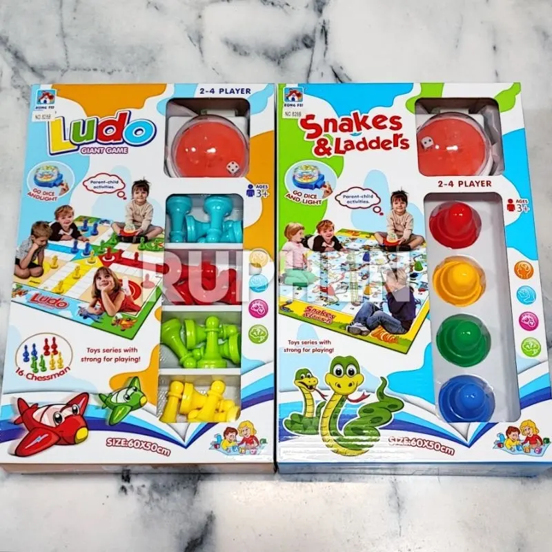 Ular Tangga & Ludo Jumbo Besar dengan Light Dice Spinner Mesin Pemutar Dadu Nyala Lampu