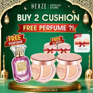 [Raya Special Sale] HEXZE Cushion Foundation x2 + FREE Refill x2 + FREE Perfume + EXTRA 2 Puffs