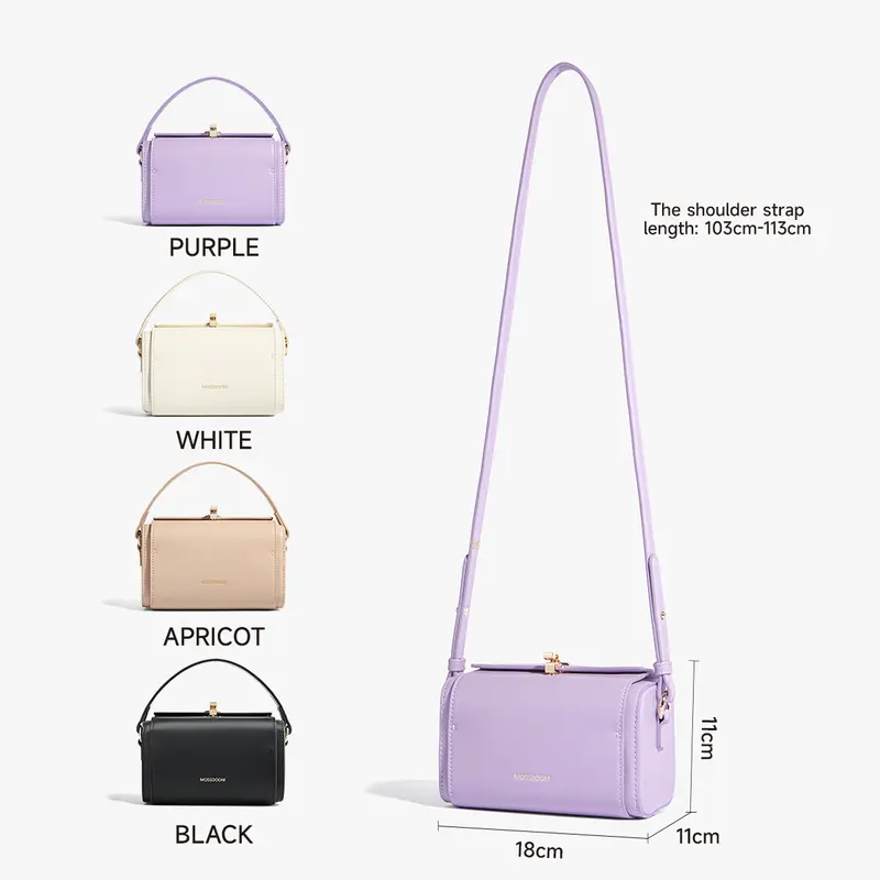 MOSSDOOM Tas Wanita Bexley Bag Tas Kotak Elegan Tas Selempang Desain Kunci Warna Solid 4