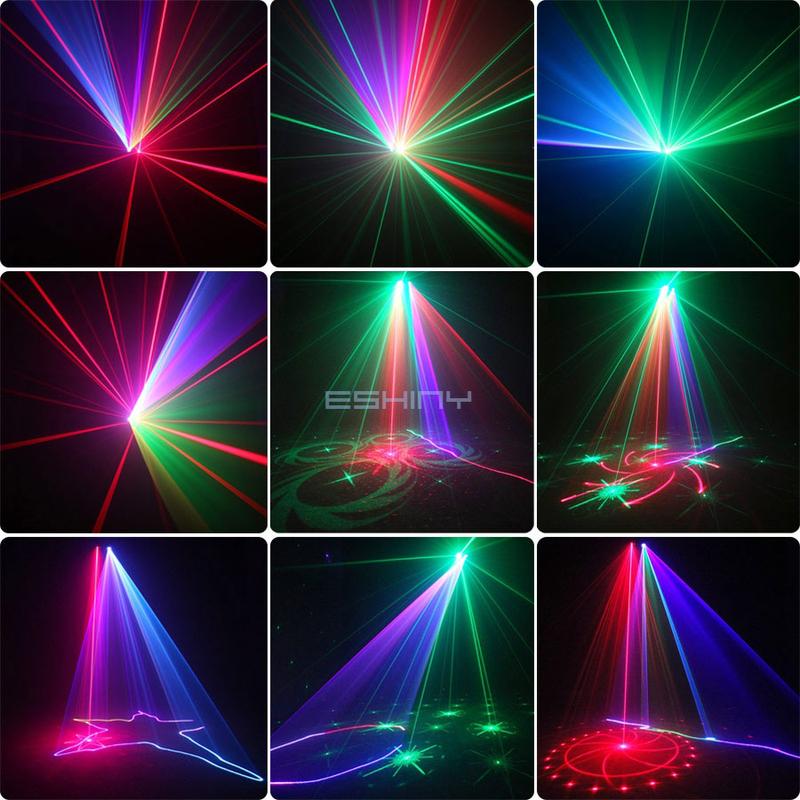 Product Introduction of ESHINY 800mW 2in1 RGB Laser Beam RG 64 Patterns Stage Disco Light DJ Scanner DMX512 Dance Bar Party Holiday Christmas Colorfull Effect System Show X4 7