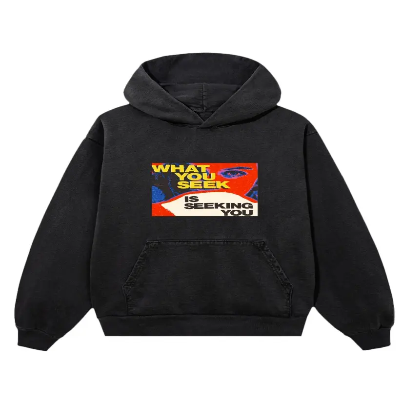 Seeking - Hoodie Boxy Oversized 400gsm What You Seek Is Seeking You Black