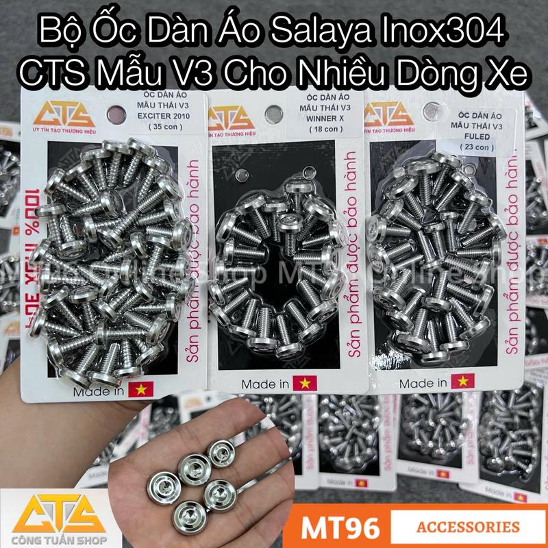  Bộ Ốc Dàn Áo Salaya Inox CTS Mẫu V3 Cho Nhiều Dòng Xe Inox 304 