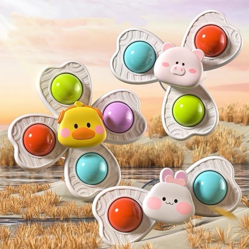 Mẫu Mới 2025 Set 3 Con Quay Spinner Dính Tường Cho Bé Chong Chóng Dán Tường Hình Vịt Thỏ Heo Đáng Yêu