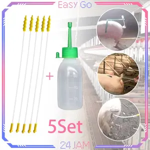 5pcs Botol Semen Babi 80ml + 5pcs Kateter Babi Spiral Alat IB Babi Botol Sperma Babi Alat Inseminasi Buatan Babi