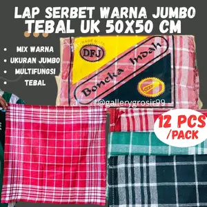 LAP SERBET WARNA JUMBO TEBAL UK 50X50CM MIX WARNA MULTIFUNGSI