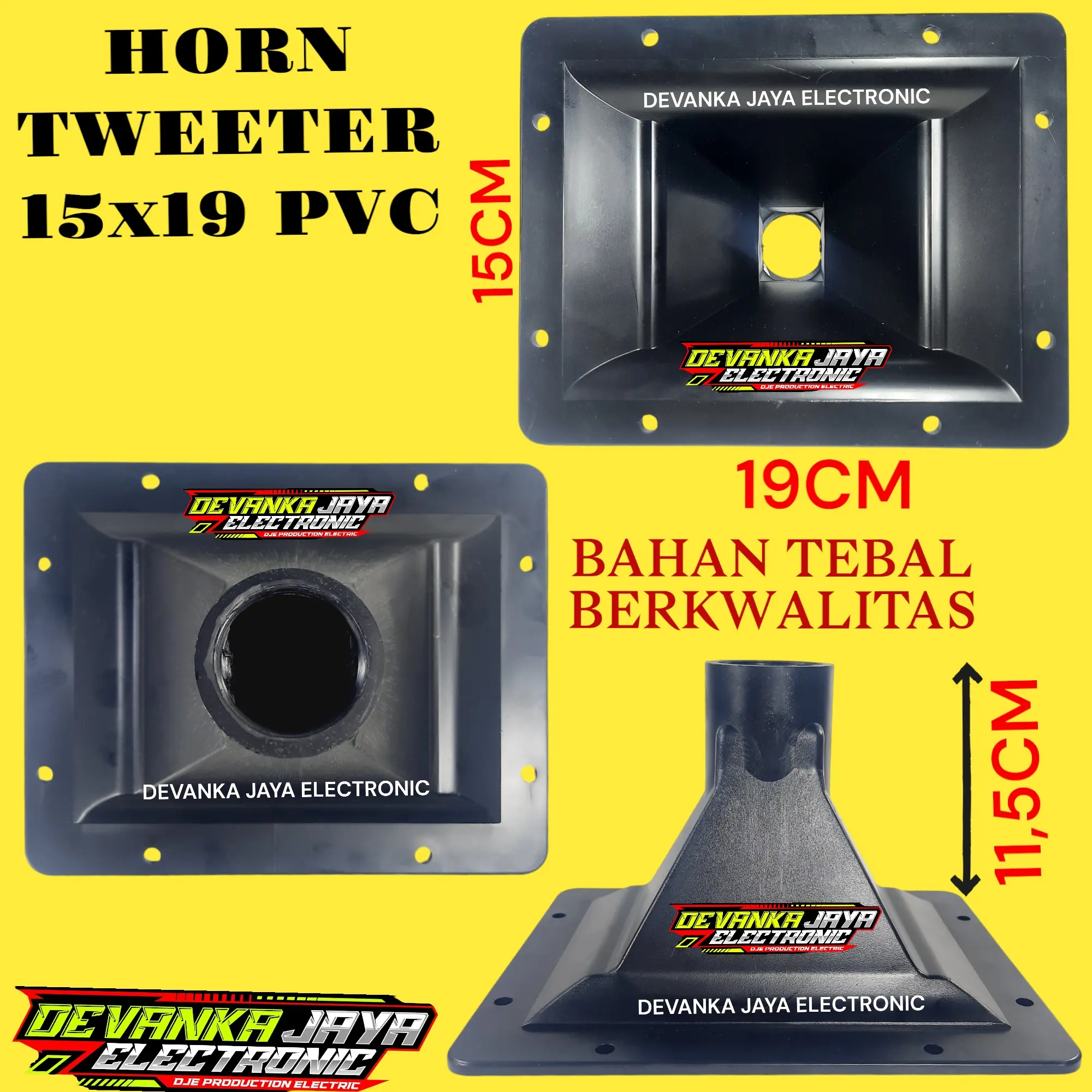 Horn Corng Tweeter Ukuran 15cm x 19cm Bahan PVC Plastik