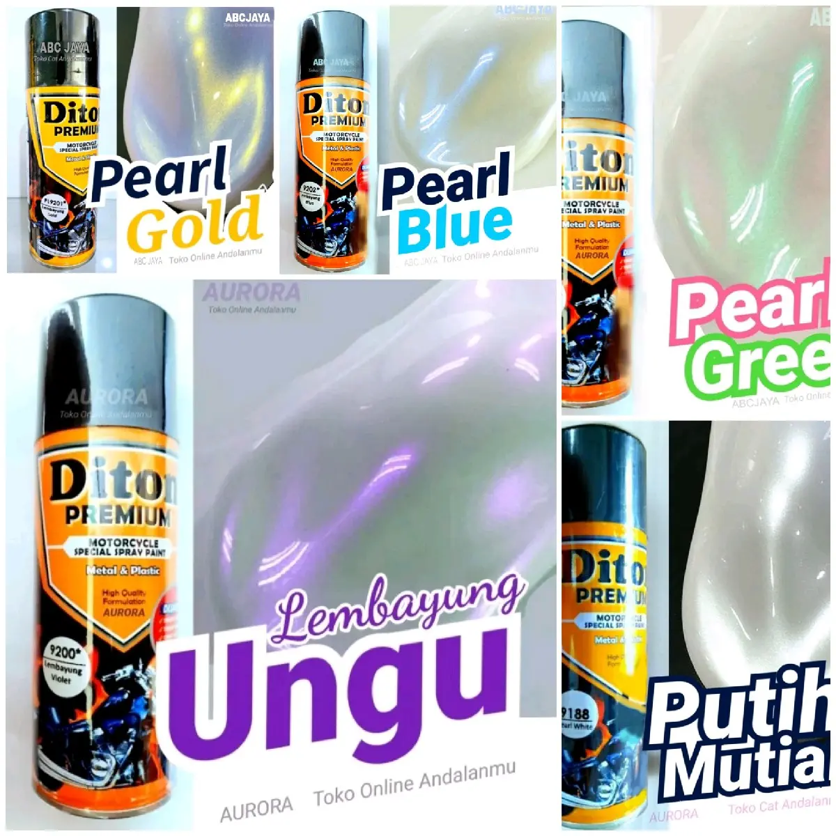Cat Pilok Diton Premium 400ml Warna Lembayung Gold Kuning Yellow Blue Biru Green Hijau Putih White Violet Ungu