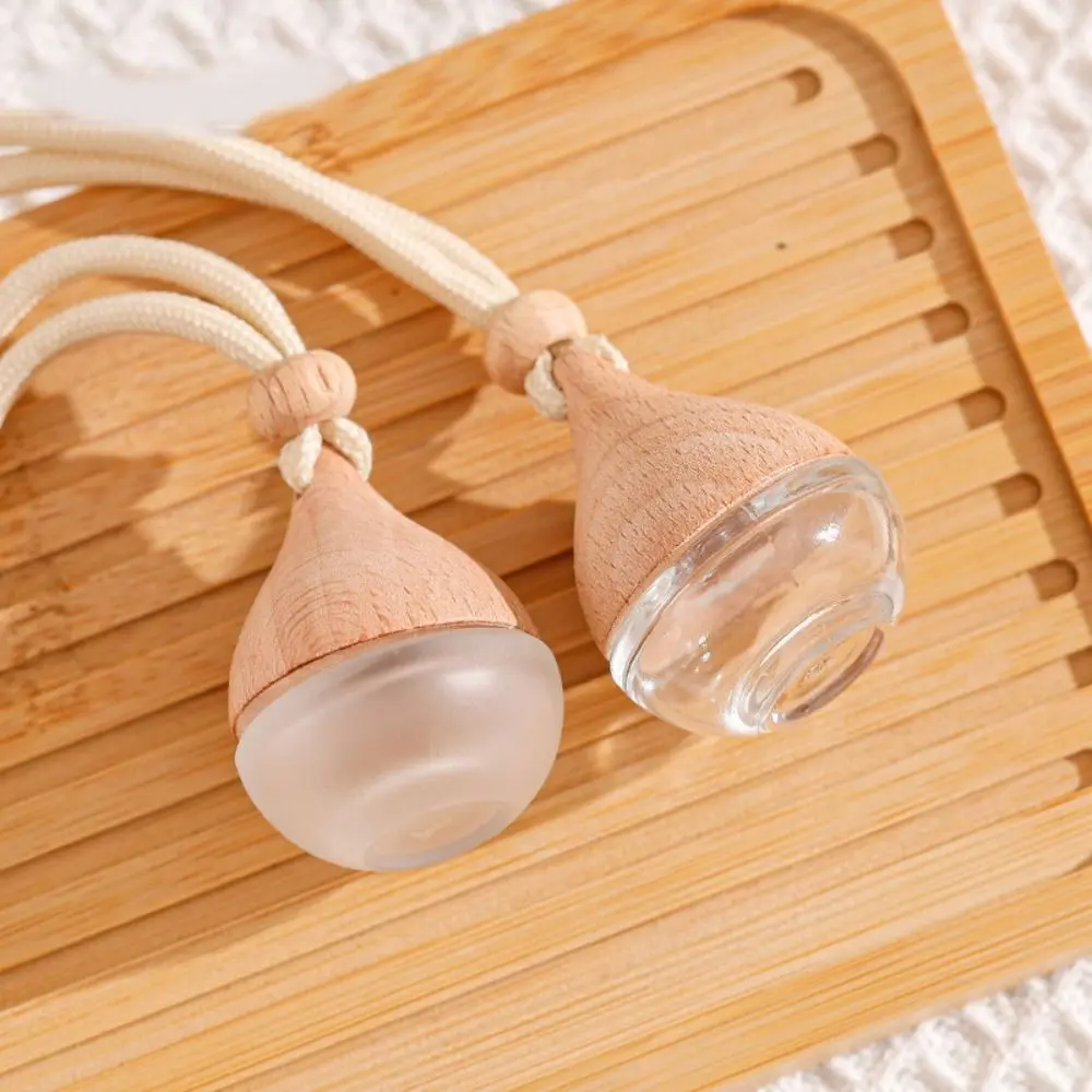 Frosted/Transparent 8ML Car Hanging Pendant Fragrance Pendant Empty Refillable Bottle Car Styling Accessory Essential Oil Container Aromatherapy Refillable Diffuser Rearview Mirror Ornament Auto Air Fresher Car Perfume Pendant