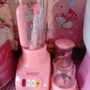 Ready Stock - [Produk Viral] SOGO Blender Plastik Anti Pecah 1 Liter, Pisau Stainless Steel Mesin Penggiling Warna Pink