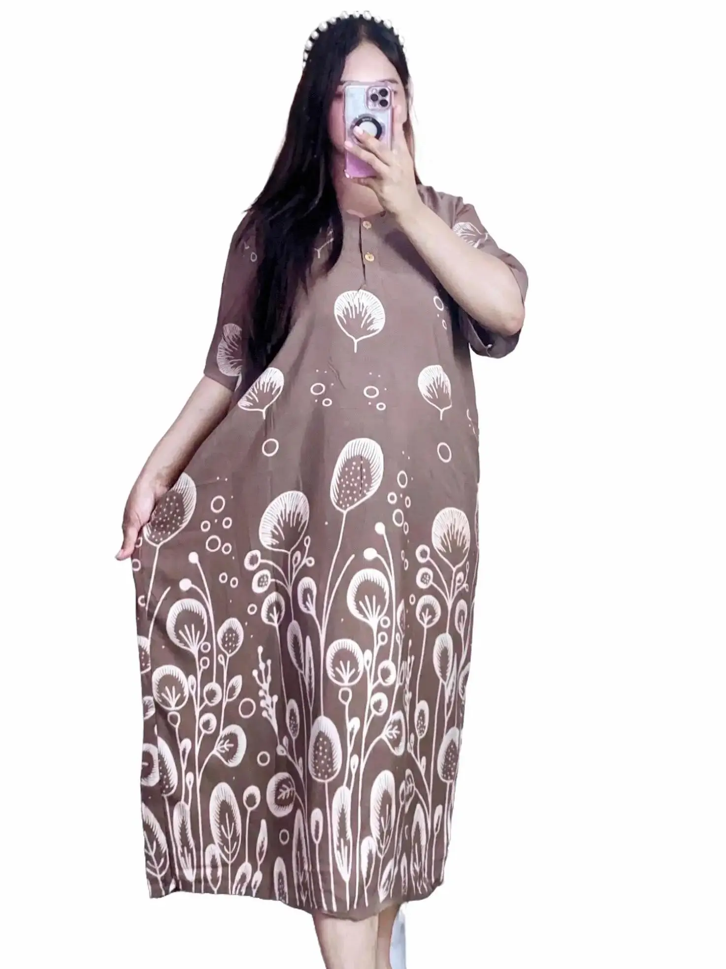 DASTER RAYON HALUS LD 130 Kancing Bumil Motif Bunga Ibu Menyusui