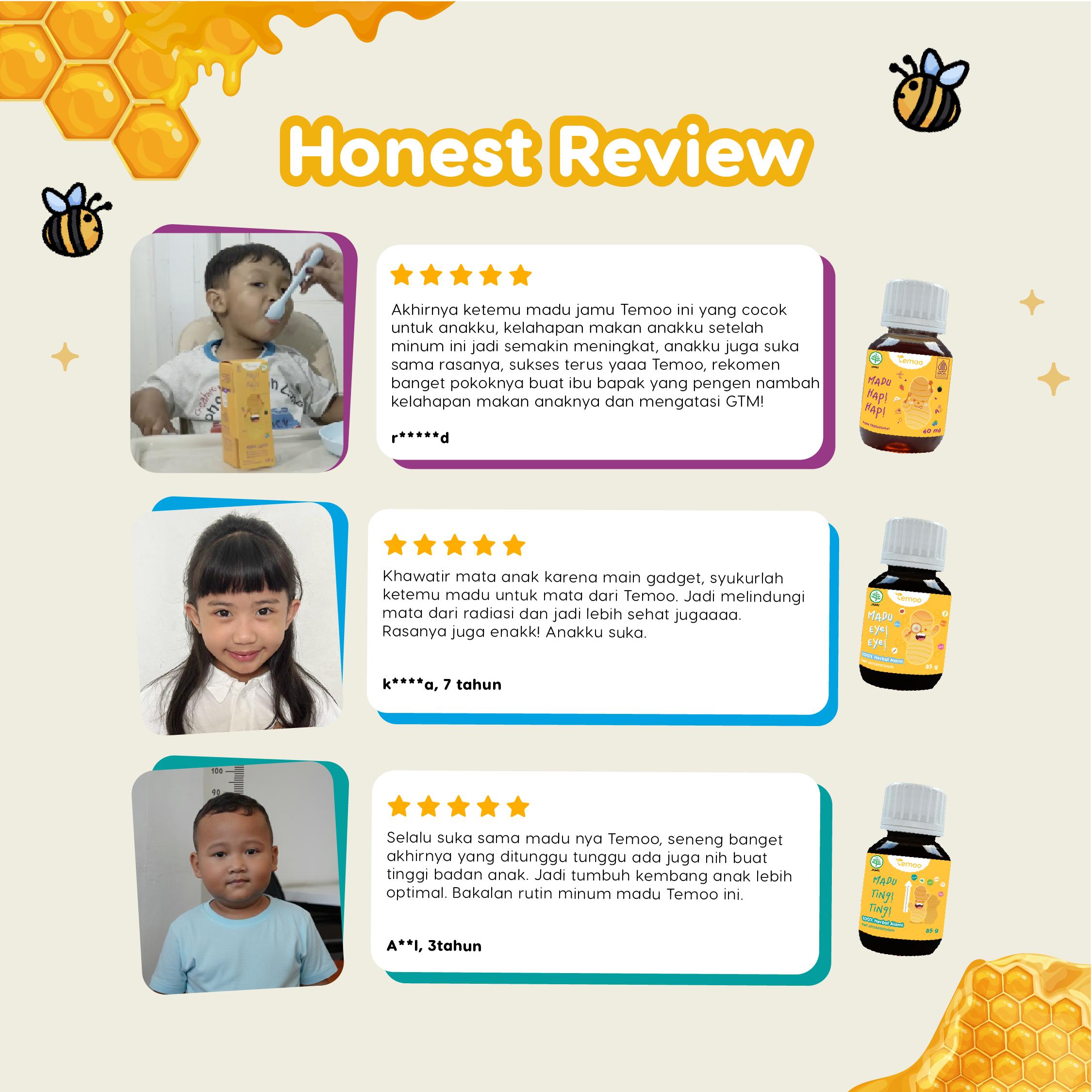 [DAPAT COIN PURSE] Paket Tumbuh Gemoy - Temoo Hap Hap Madu Jamu 185 gr + Temoo Madu Ting! Ting! 185 gr D11