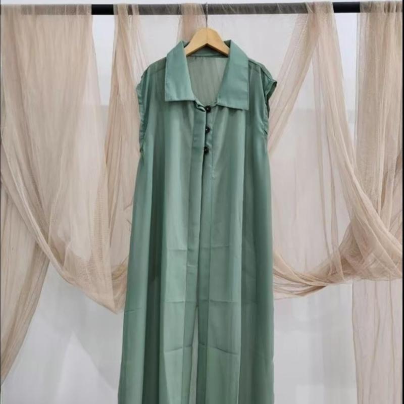 Outer Kardigan Jumbo Tanpa Lengan Bahan Ceruty Babydoll By Azka Collection - Model Pengencang Kancing 8