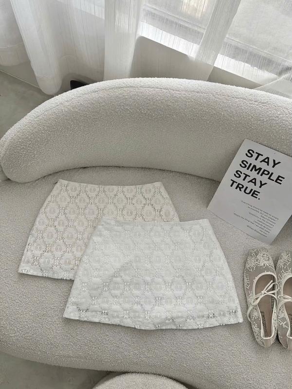 CHÂN VÁY REN XỊN DÁNG NGẮN - R03, form chữ A có lót trong, họa tiết ren to size SML