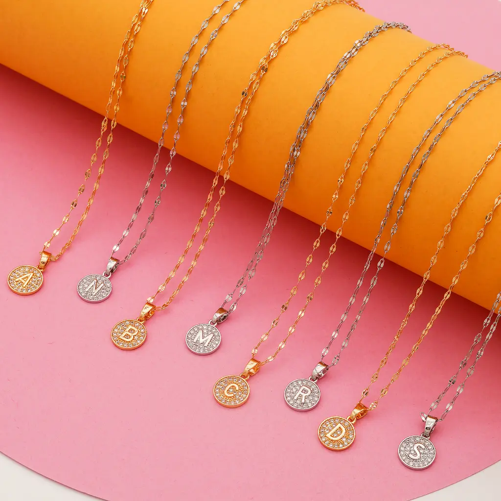 Hyl Jewelry 311N Kalung Titanium Huruf Muda Emas Wanita Anti Karat Asli Panjang