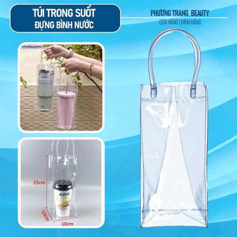 TÚI TRONG SUỐT Đựng Cốc Giữ Nhiệt 25*10 - Túi Nhựa PVC Đựng Ly Mang Đi