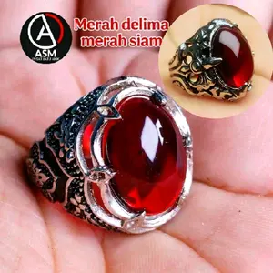 Cincin pria merah siam / merah siem model merah delima dim 18 mm mewah Ring