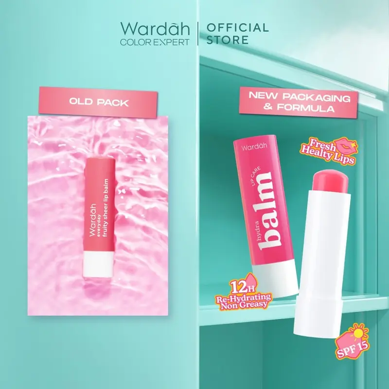 NEW! Wardah Hydrabalm Lip Care 4g - Pelembab Bibir dengan SPF 15 - Petrolatum Murni 100% - Lip Balm 4
