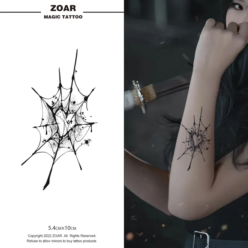 Zoartattoo stiker tato  M-E64 sementara  【sarang laba-laba】Tahan lama Tattoo menempel dekorasi seni untuk pria dan wanita 0