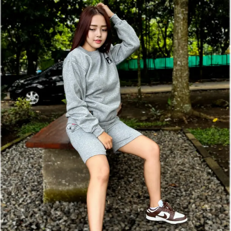 Satu Setelan Crewneck Pria dan Wanita Unisex Bahan Fleece Faneta Store  Tebal 5