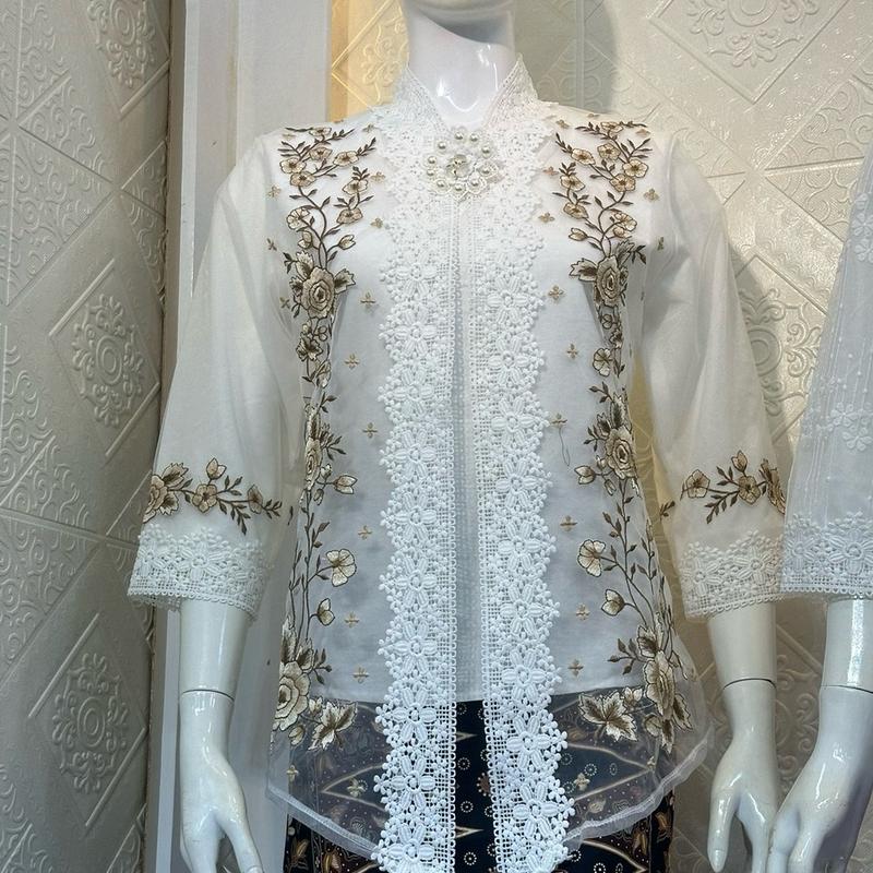 Kebaya organza bordir coklat new 0