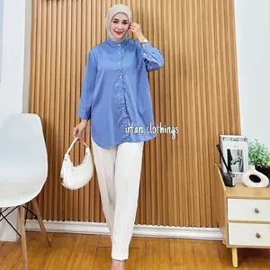 Irfan_Clothings Selina Kemeja Wanita Rayon Twill Lengan 7/8 Kain Lembut Nyaman Size Standar & Jumbo Kualitas Premium Halus Adem