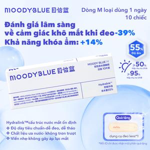 [Set 10 chiếc] Kính áp tròng trong suốt không màu moody, lens dùng một lần, 14.2mm, có độ cận (1-10)