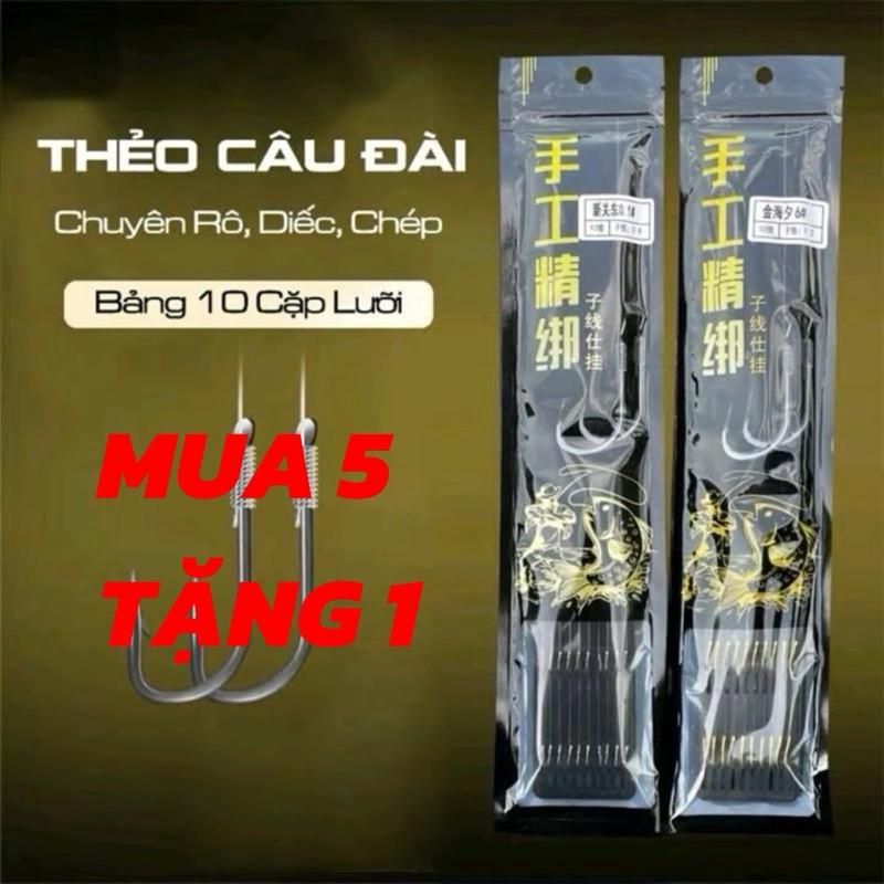 { Mua 5 Tặng 1 } thẻo buộc sẵn lưỡi gồm 10 bộ lưỡi đôi câu rô diếc chép NÊN MUA TỪ 2 SẢN PHẨM Đi Câu Fishing Câu Cá