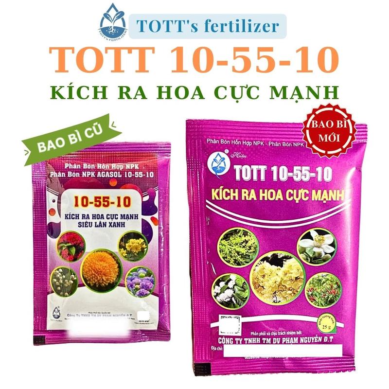 Phân bón NPK 10-55-10 ra hoa cực mạnh, siêu lân xanh gói 25g TOTT's fertillizer