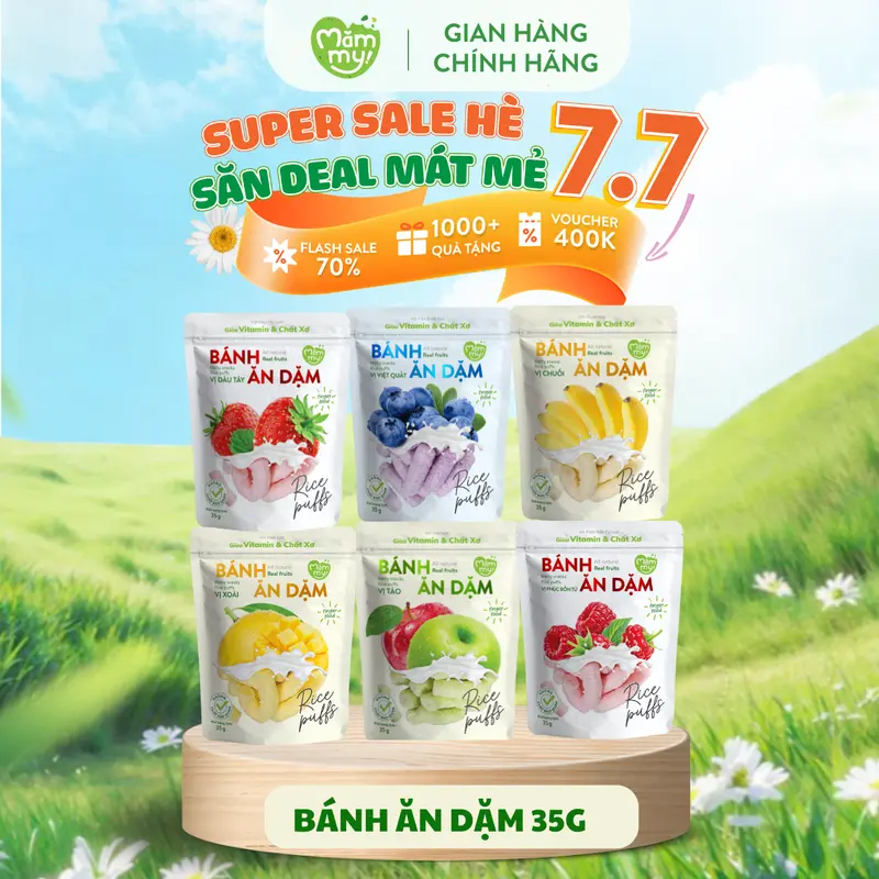 Bánh Ăn Dặm MĂMMY Vị Trái Cây Giàu Vitamin, Hỗ Trợ Bé Từ 6 Tháng Tập Nhai An Toàn, Gói 35gr 0